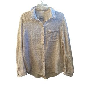 Rails Ellis Grey Cream Jaguar Cotton Gauze Button Down Shirt Large L